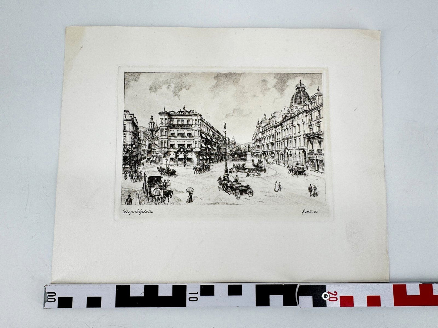 * HEINZ WEHLISCH ORIGINAL RADIERUNG LEOPOLDPLATZ UM 1905 ANSICHT