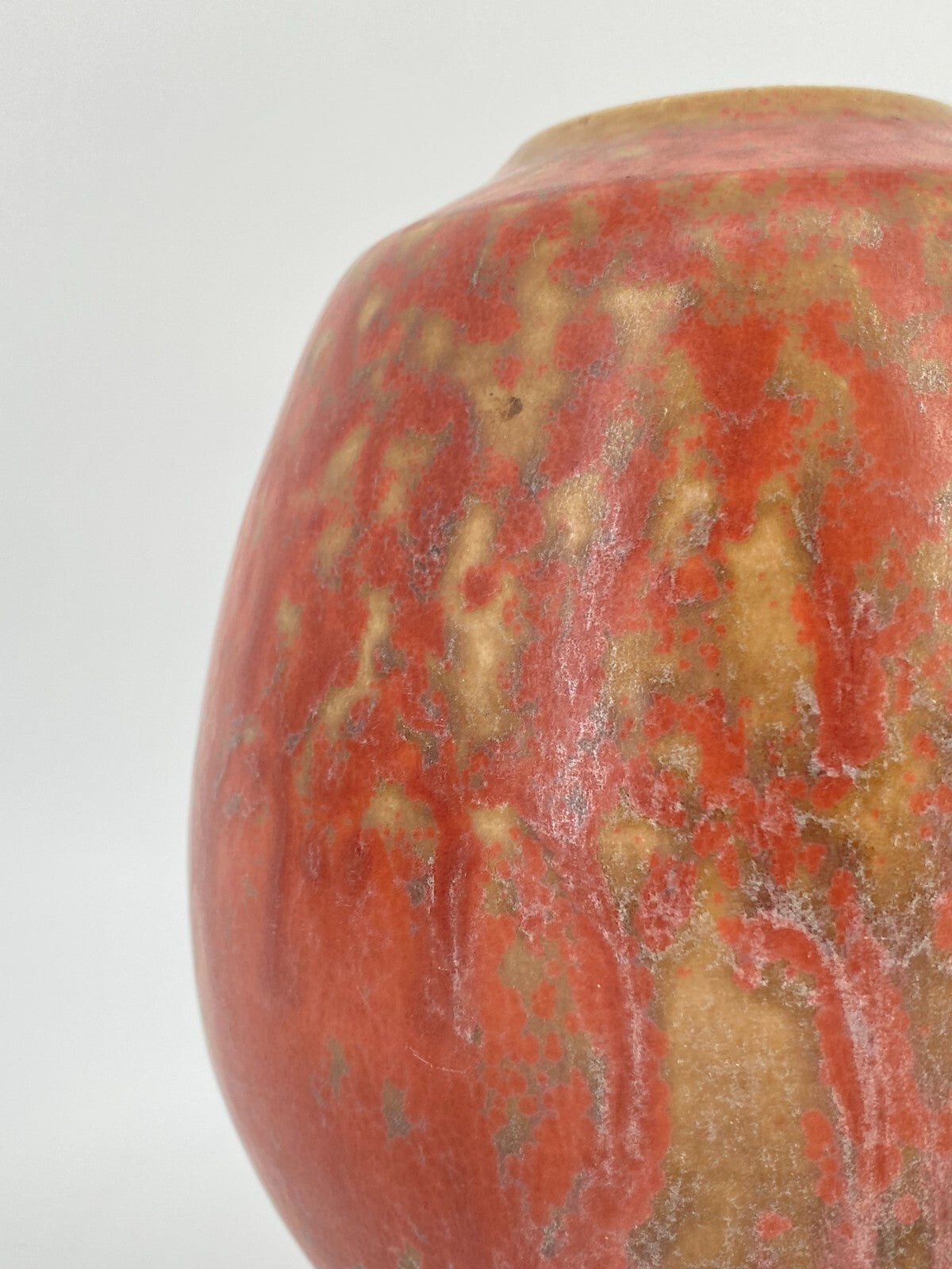 * VASE HORST SEIFERT OVAL KUGEL ROT MID CENTURY SIGNIERT KERAMIK KUNST VINTAGE