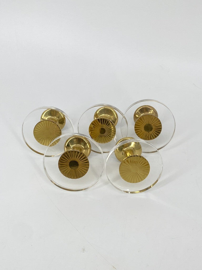 * 5 x PLEXIGLAS PLEXI MESSING GARDEROBENHAKEN VINTAGE MÖBELGRIFF 60ER
