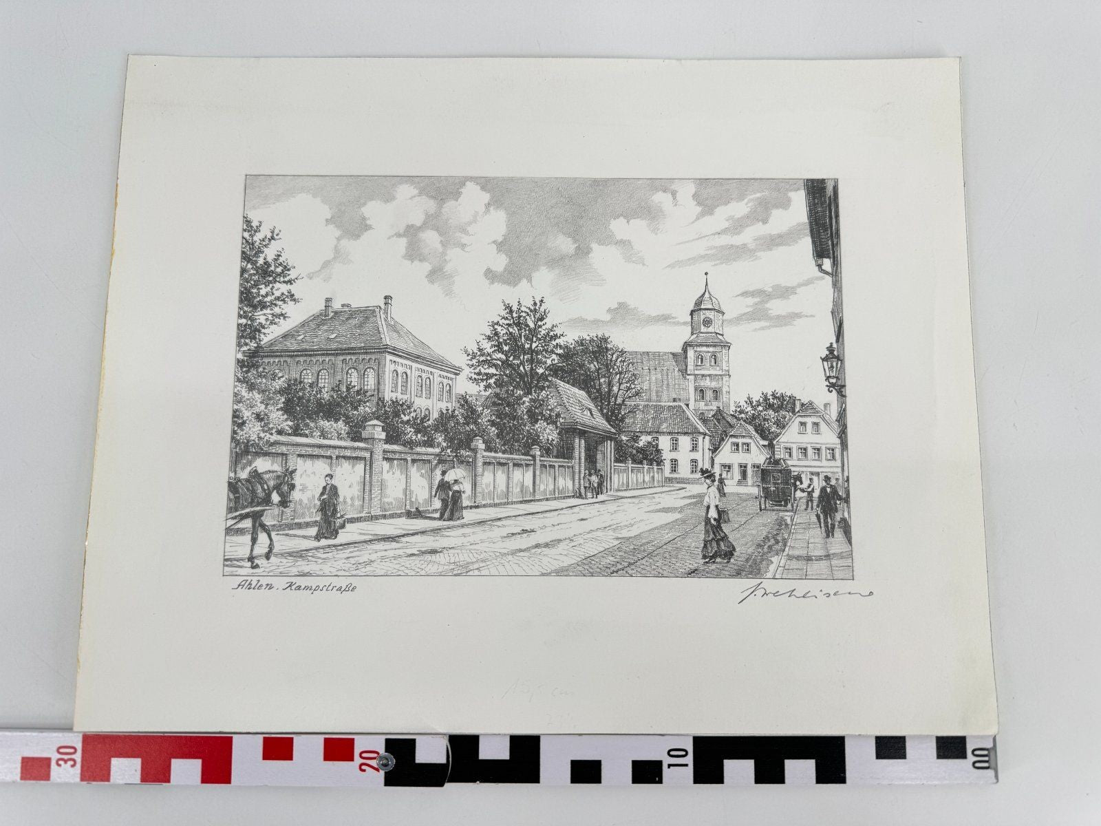 * HEINZ WEHLISCH ZEICHNUNG AHLEN KAMPSTRAßE ANSICHT SIGNIERT