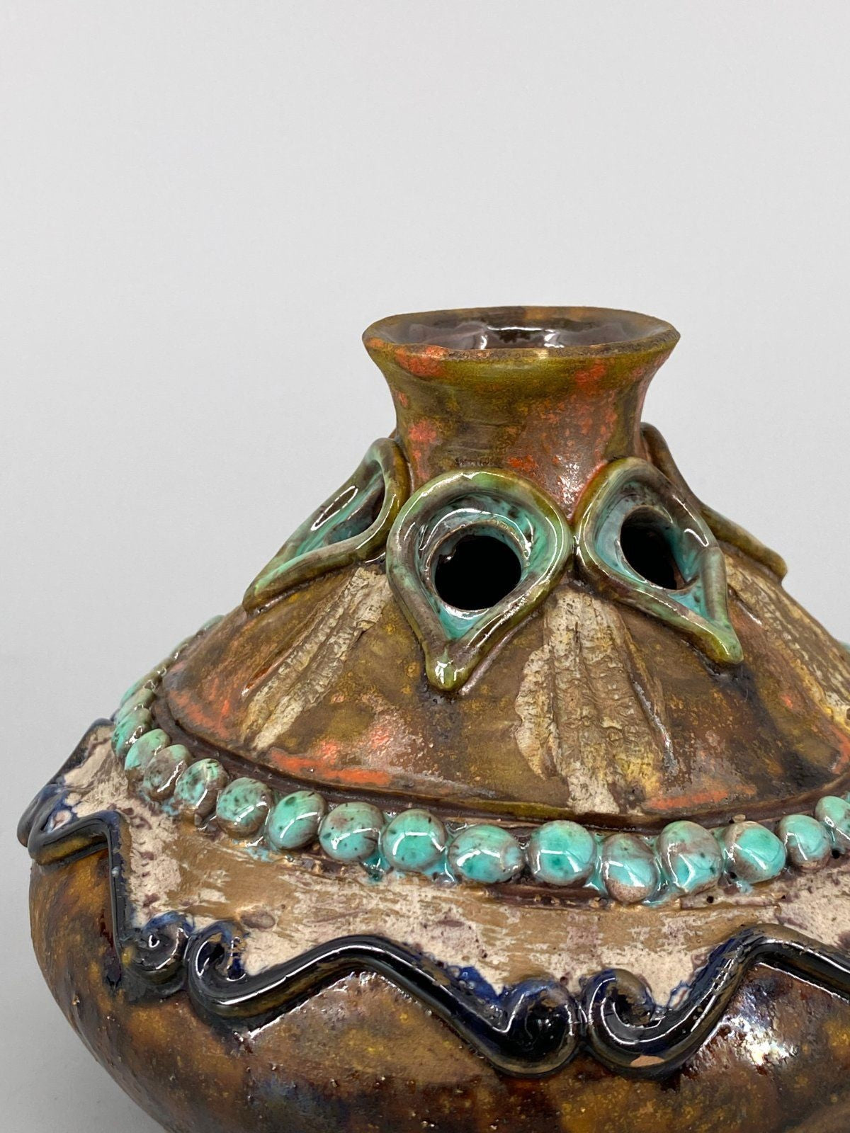 * KERAMIK VASE SIGNIERT KUNSTHANDWERK STRUKTUR SKULPTUR