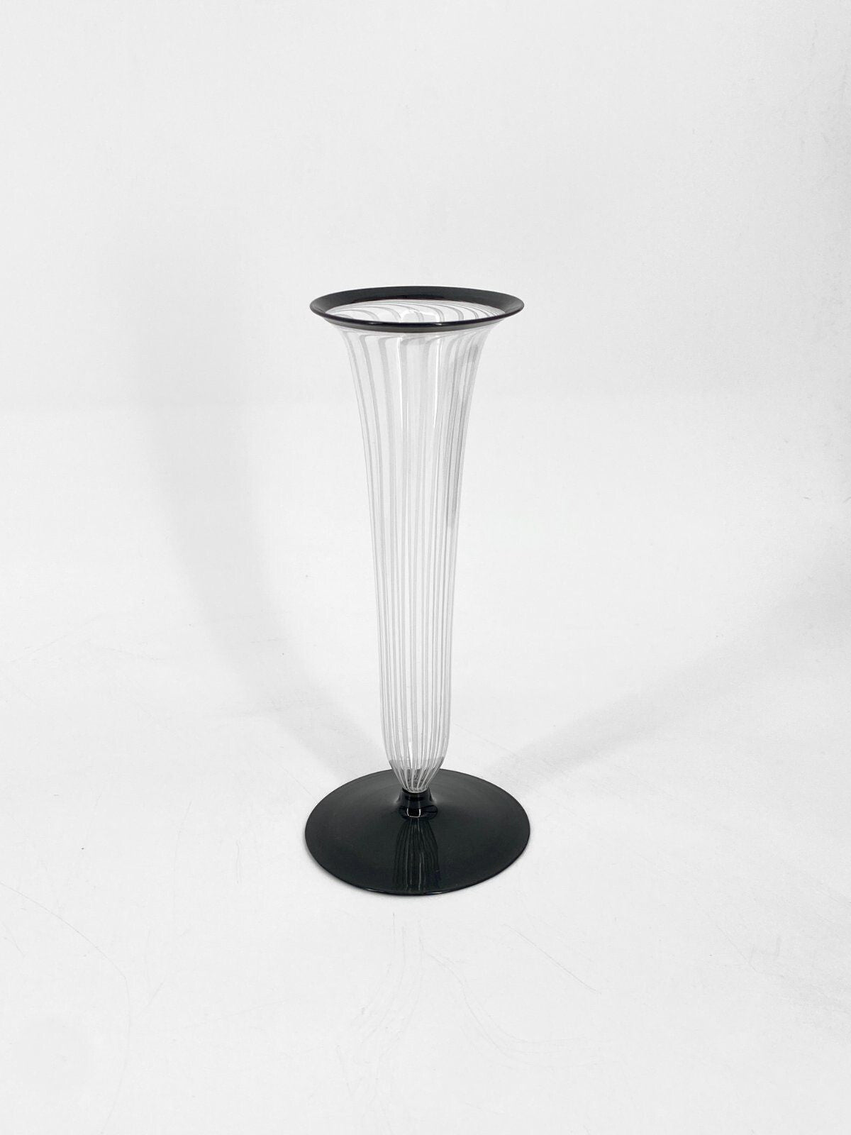 * VASE MURANO GLAS SCHWARZ WEIß VINTAGE MID CENTURY 50ER 60ER