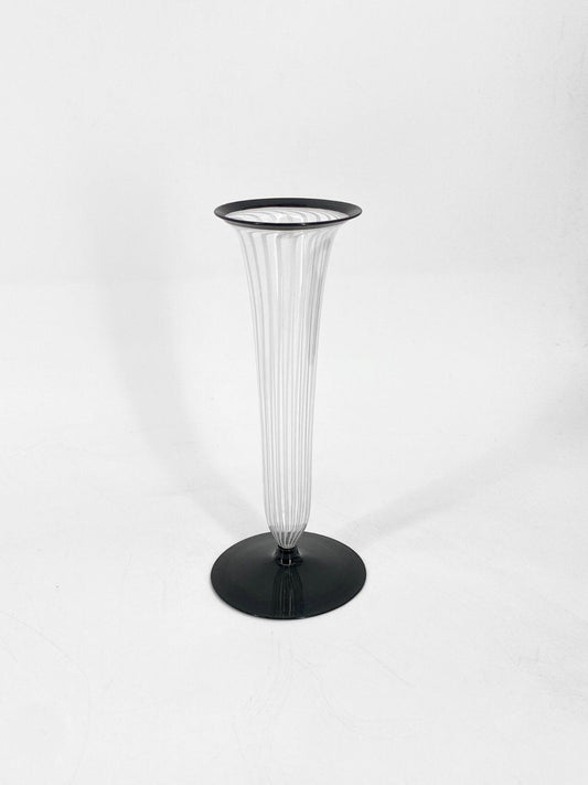 * VASE MURANO GLAS SCHWARZ WEIß VINTAGE MID CENTURY 50ER 60ER