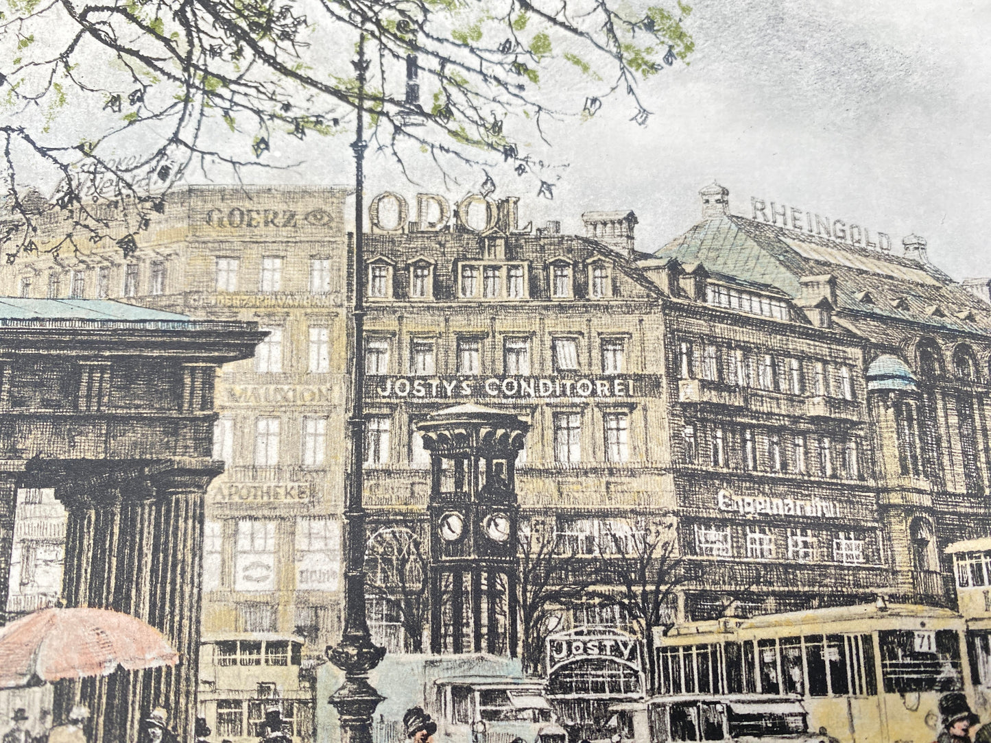 HEINZ WEHLISCH BERLIN POTSDAMER PLATZ 1930 ORIGINAL RADIERUNG KOLORIERT SIGNIERT