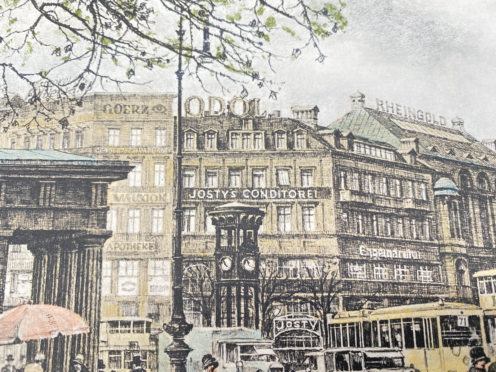 HEINZ WEHLISCH BERLIN POTSDAMER PLATZ 1930 ORIGINAL RADIERUNG KOLORIERT SIGNIERT
