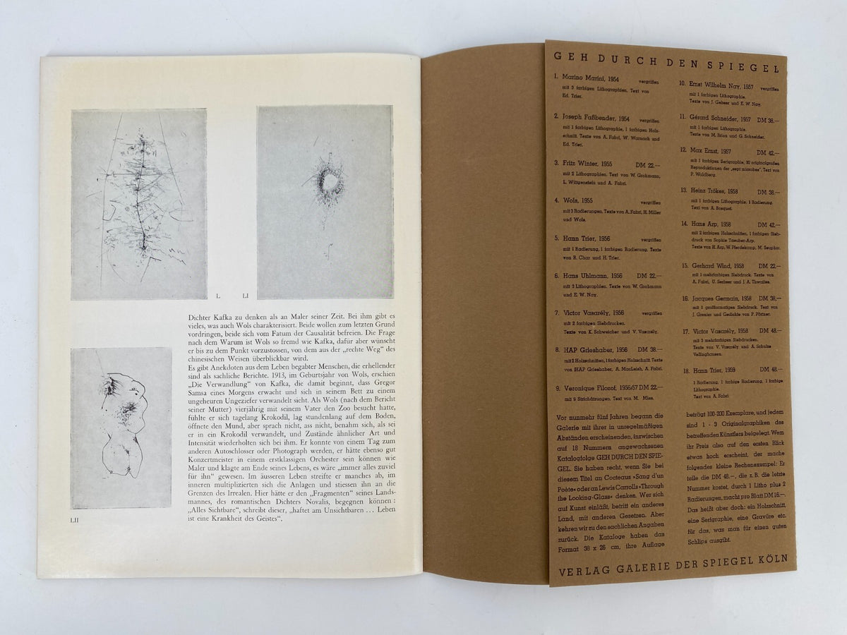 * WOLS DAS GRAPHISCHE WERK BUCH 1959 GALERIE DER SPIEGEL WILL GROHMANN RARITÄT