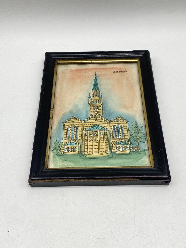 * ZEICHNUNG KOLORIERT BERLIN ST. MATTHÄUS KIRCHE 1979 SIGNIERT ROBINSEN