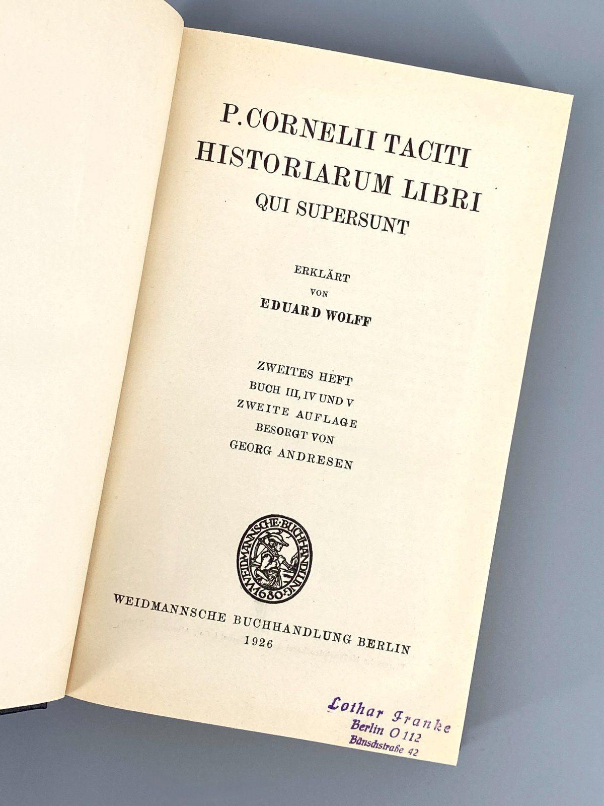 *7x BUCH TACITUS TACITI HISTORIEN GERMANIA ALTERTUMSWISSENSCHAFT