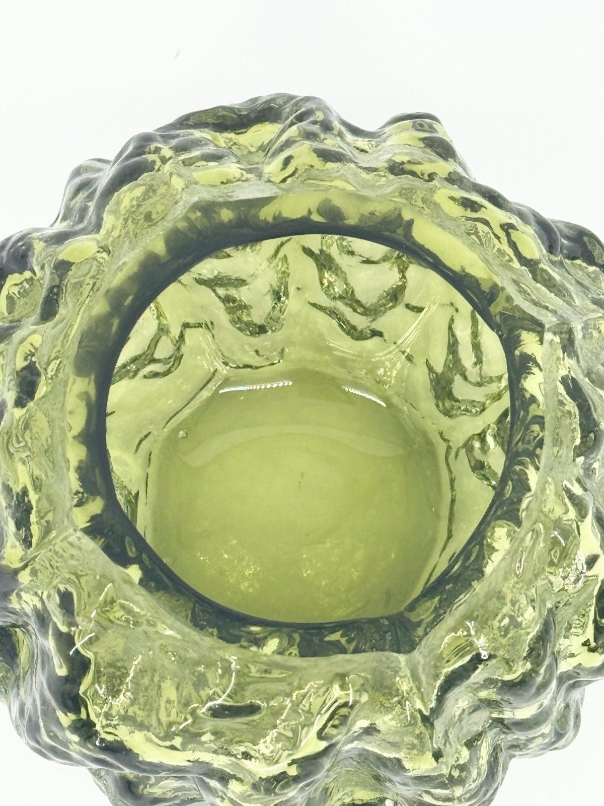 VASE INGRID GLAS KUGEL KUGELVASE 60ER EISGLAS GRÜN VINTAGE