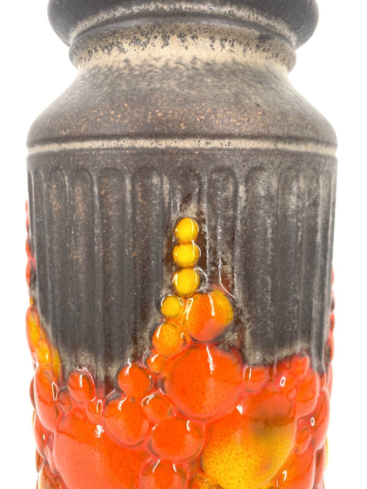 * FAT LAVA BODENVASE VASE POTTERY VULKAN 60er 70er ORANGE AUSTRIA
