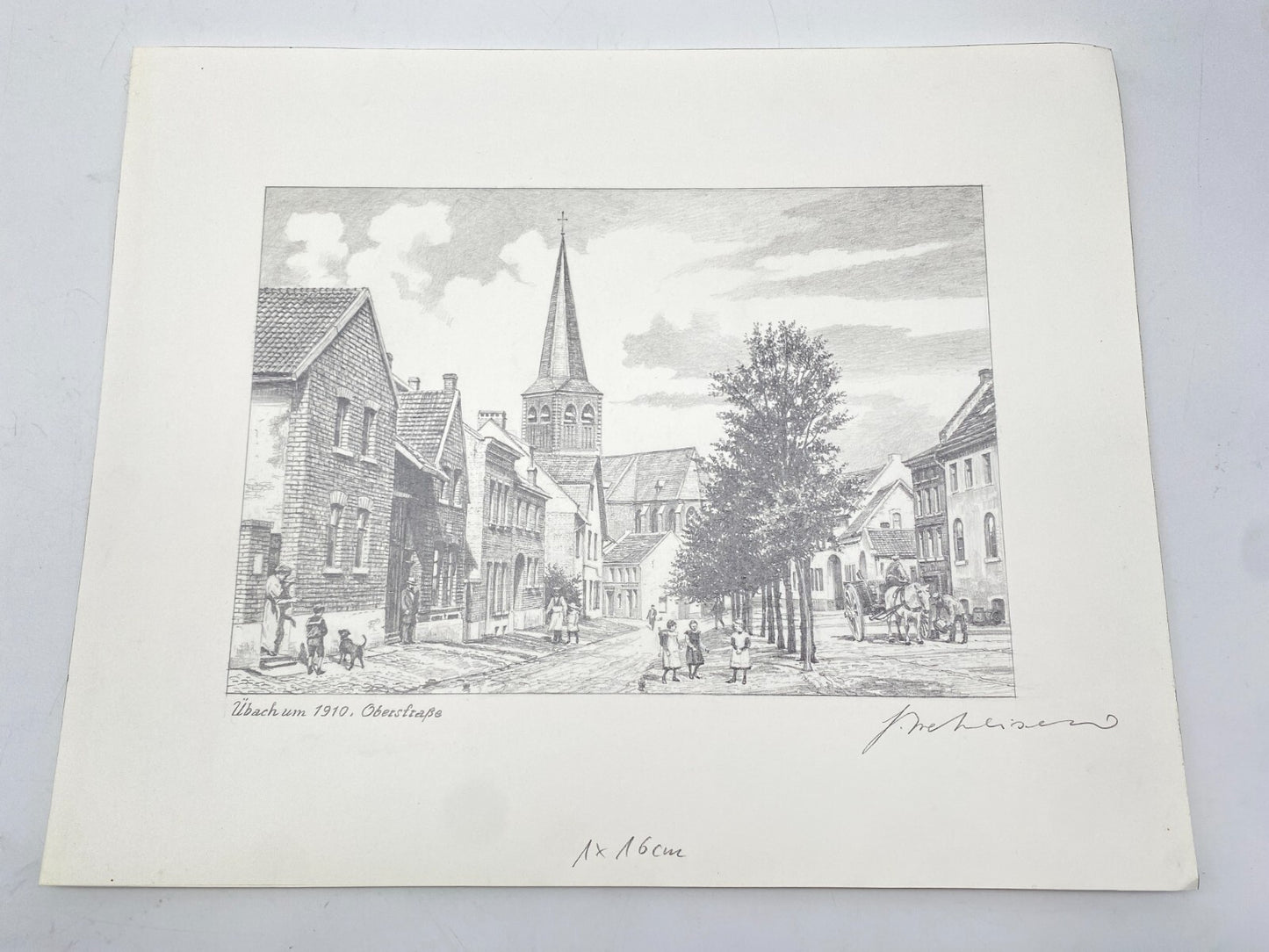 HEINZ WEHLISCH ZEICHNUNG ÜBACH OBERSTRASSE UM 1910 HANDSIGNIERT