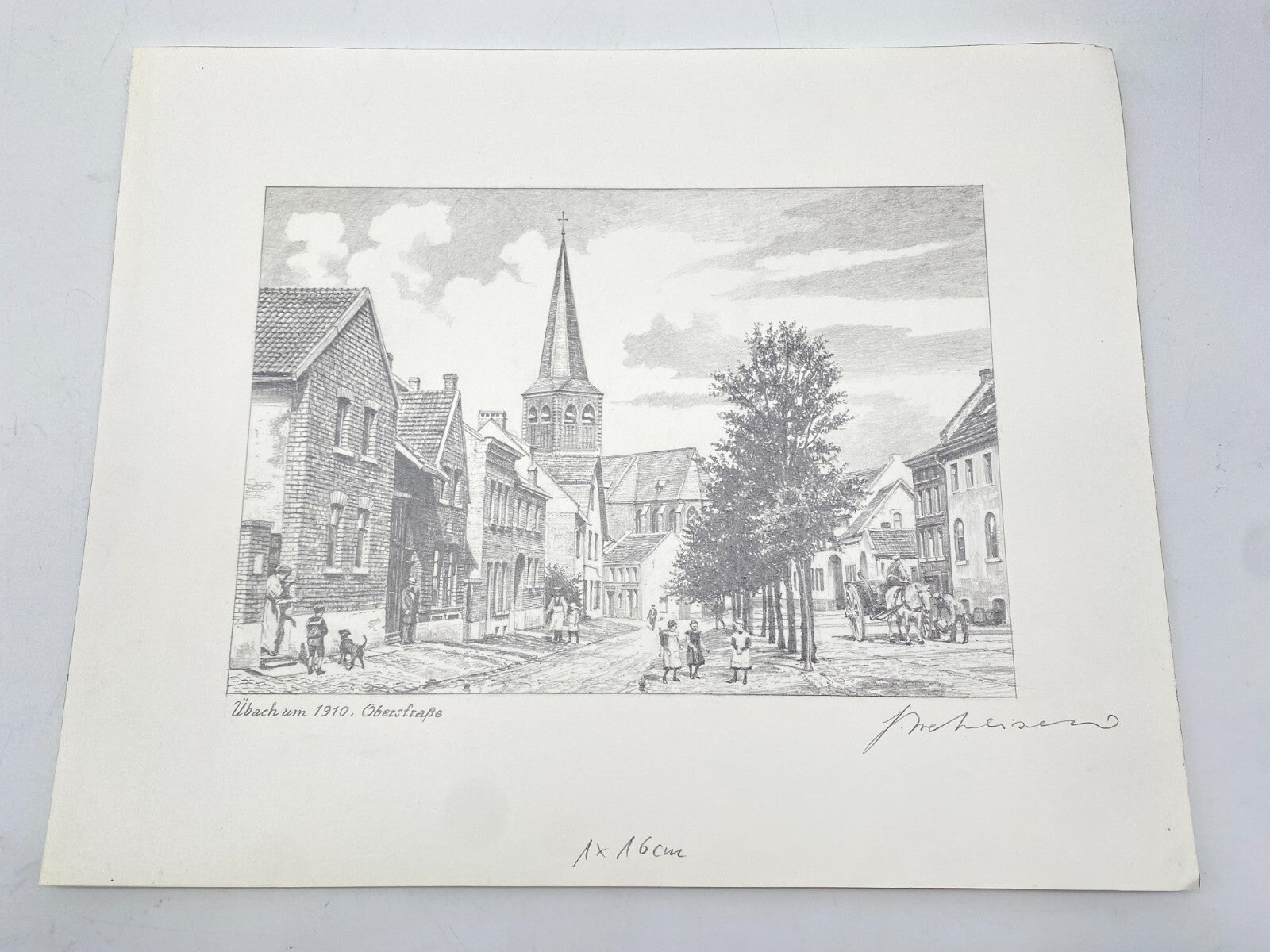 HEINZ WEHLISCH ZEICHNUNG ÜBACH OBERSTRASSE UM 1910 HANDSIGNIERT