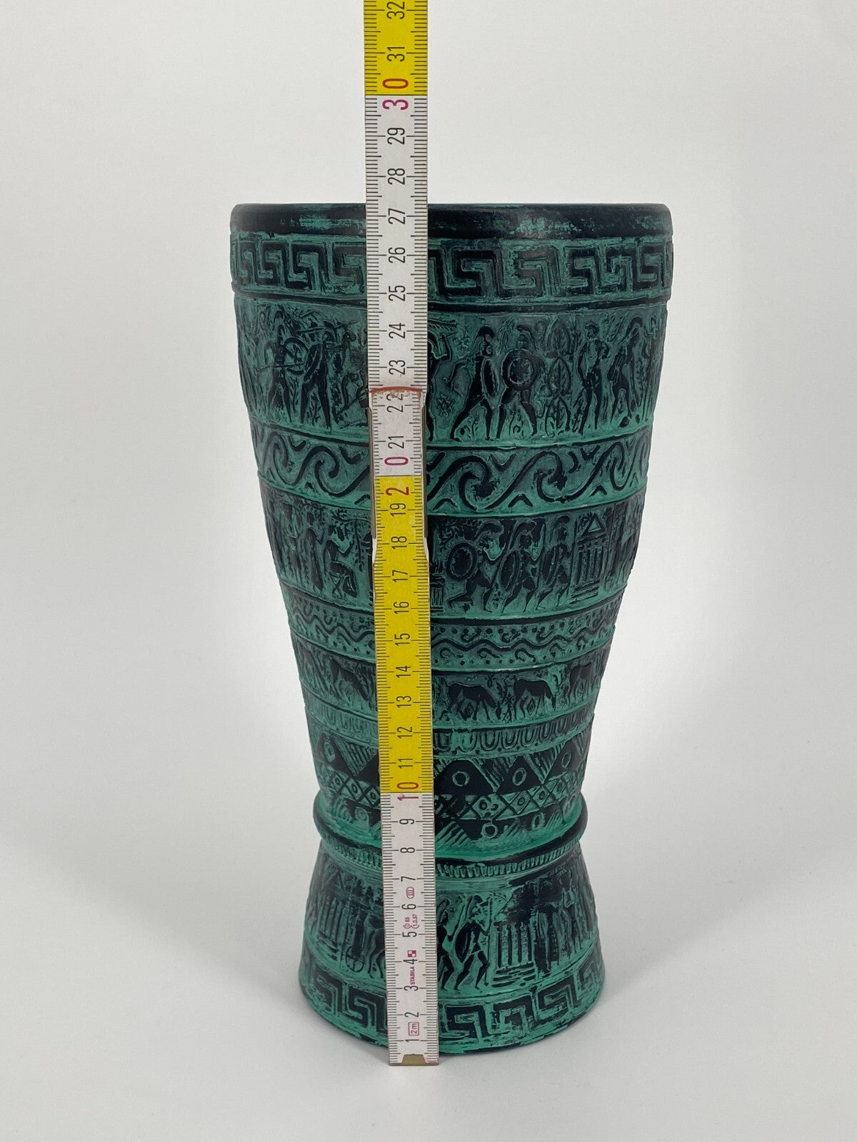 * 2x GRIECHISCHE KERAMIK VASEN RELIEF VASE SAVAS RHODES TÜRKIS ROT