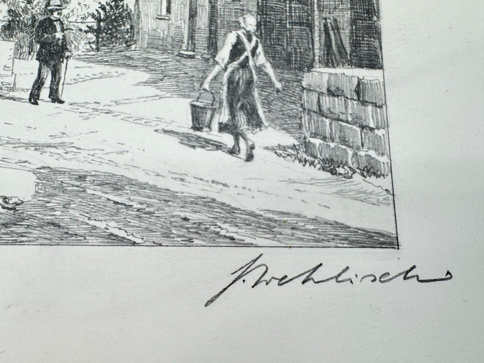 * HEINZ WEHLISCH ZEICHNUNG ONSTMETTINGEN KIRCHE 1910 ANSICHT SIGN