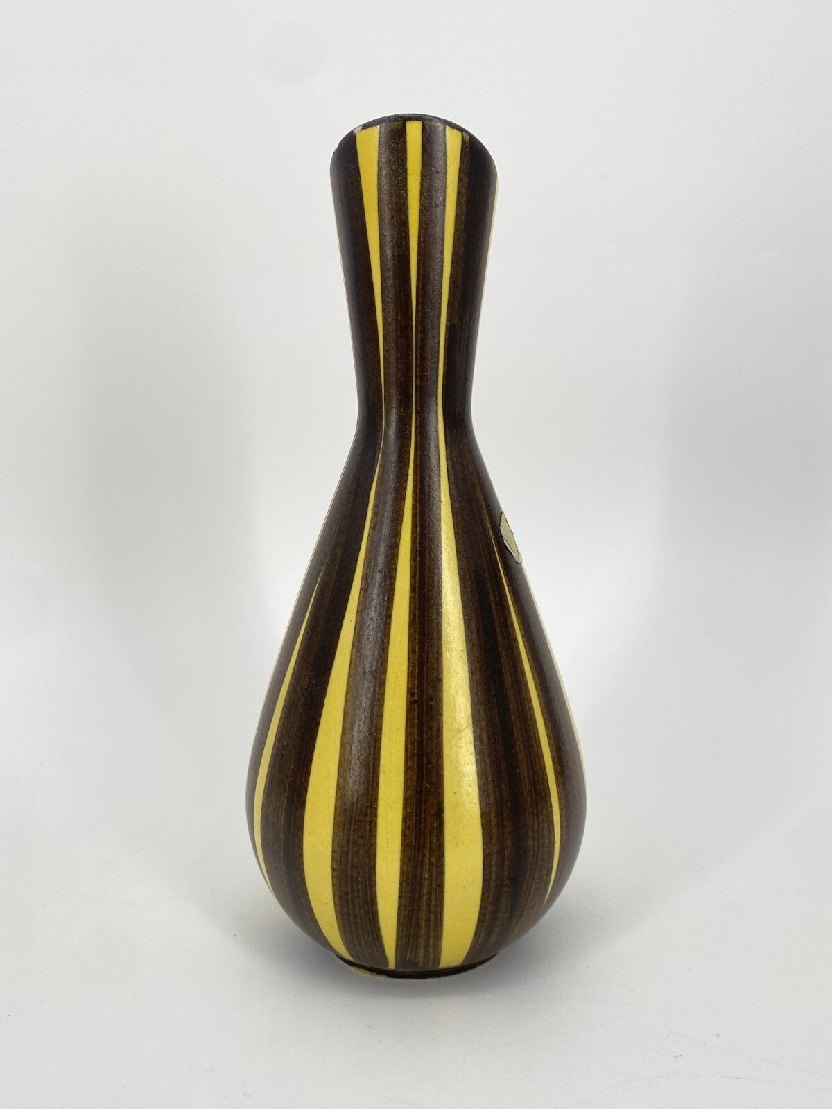 * ILKRA STUDIO KERAMIK VASE KRUG GELB BRAUN GESTREIFT 50ER 60ER MID CENTURY