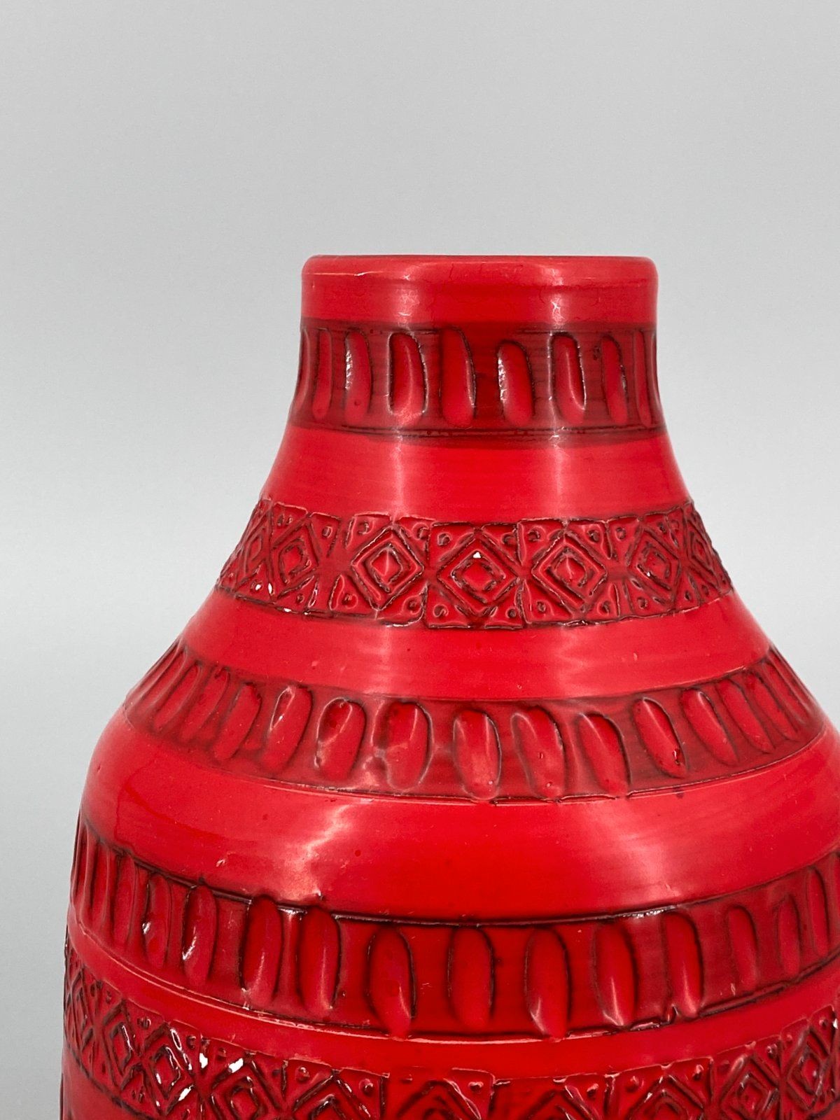 * VASE ITALY POTTERY BITOSSI LONDI ROT GEOMETRIE VINTAGE 60er