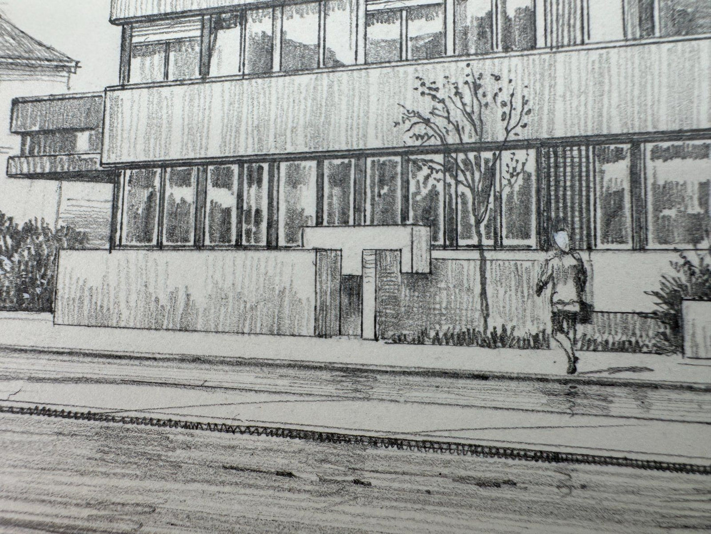 * HEINZ WEHLISCH ZEICHNUNG BURGSTEINFURT SPARKASSE ANSICHT SIGNIERT