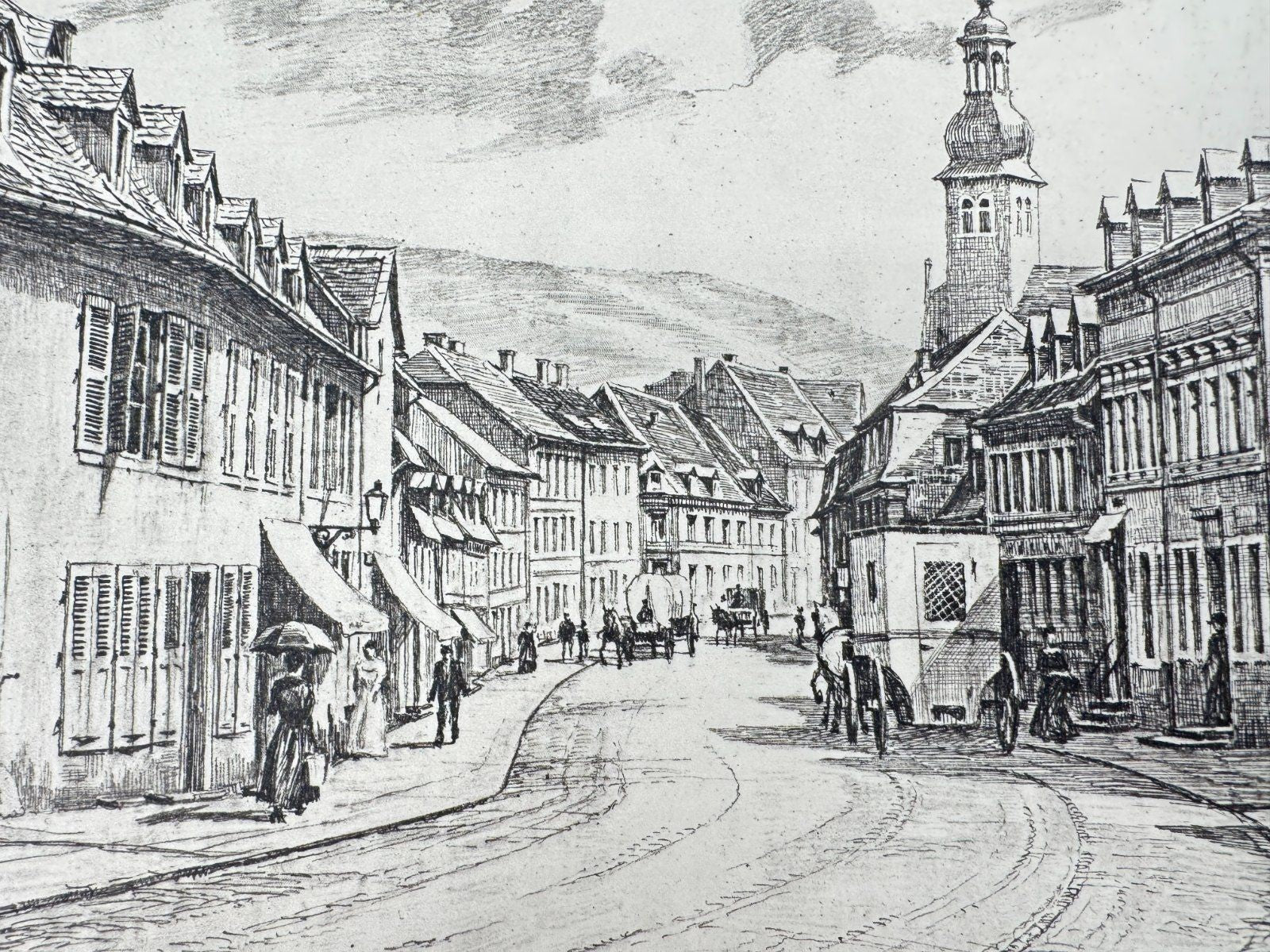 * HEINZ WEHLISCH RADIERUNG KAISERSTRASSE ST INGBERT ANSICHT SIGNIERT
