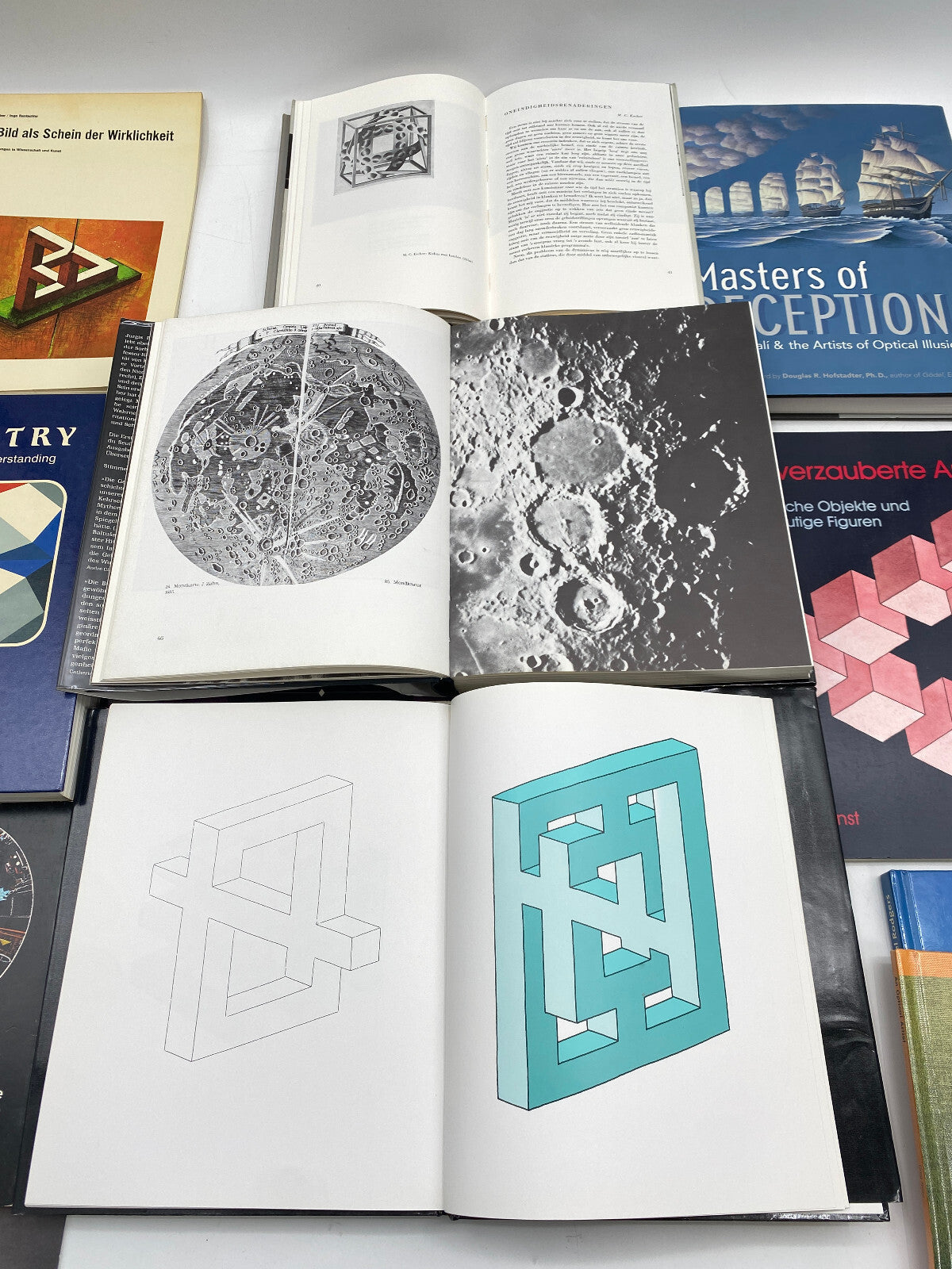* KONVOLUT 13 BÜCHER BUCH OPTISCHE ILLUSIONEN SYMMETRIE FIGUREN