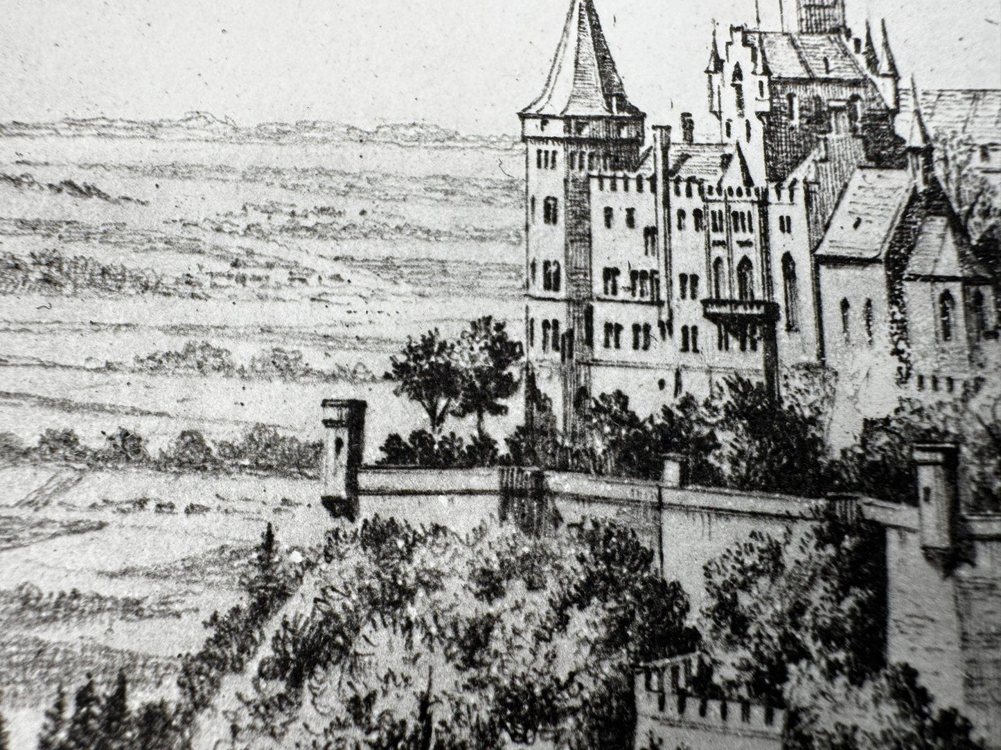 * HEINZ WEHLISCH RADIERUNG BURG HOHENZOLLERN HECHINGEN ANSICHT