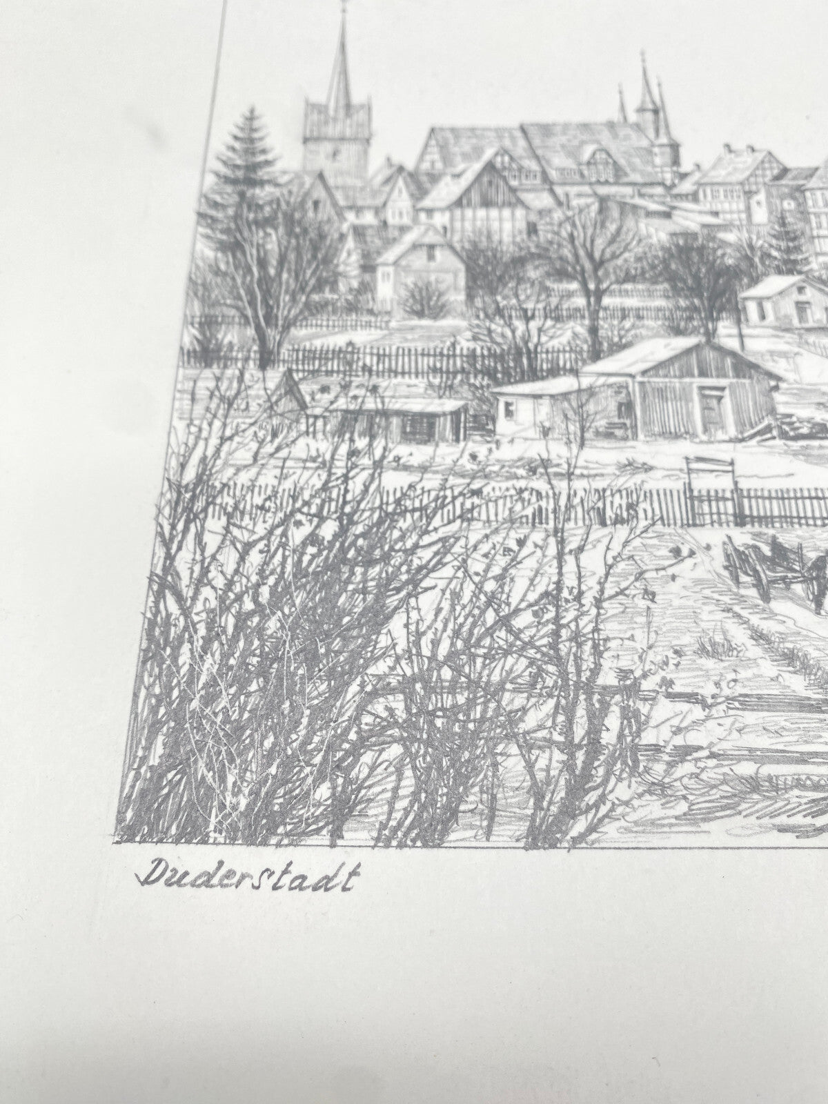 HEINZ WEHLISCH ZEICHNUNG DUDERSTADT EICHSFELD ST CYRIAKUS OBERKIRCHE HANDSIGNIER