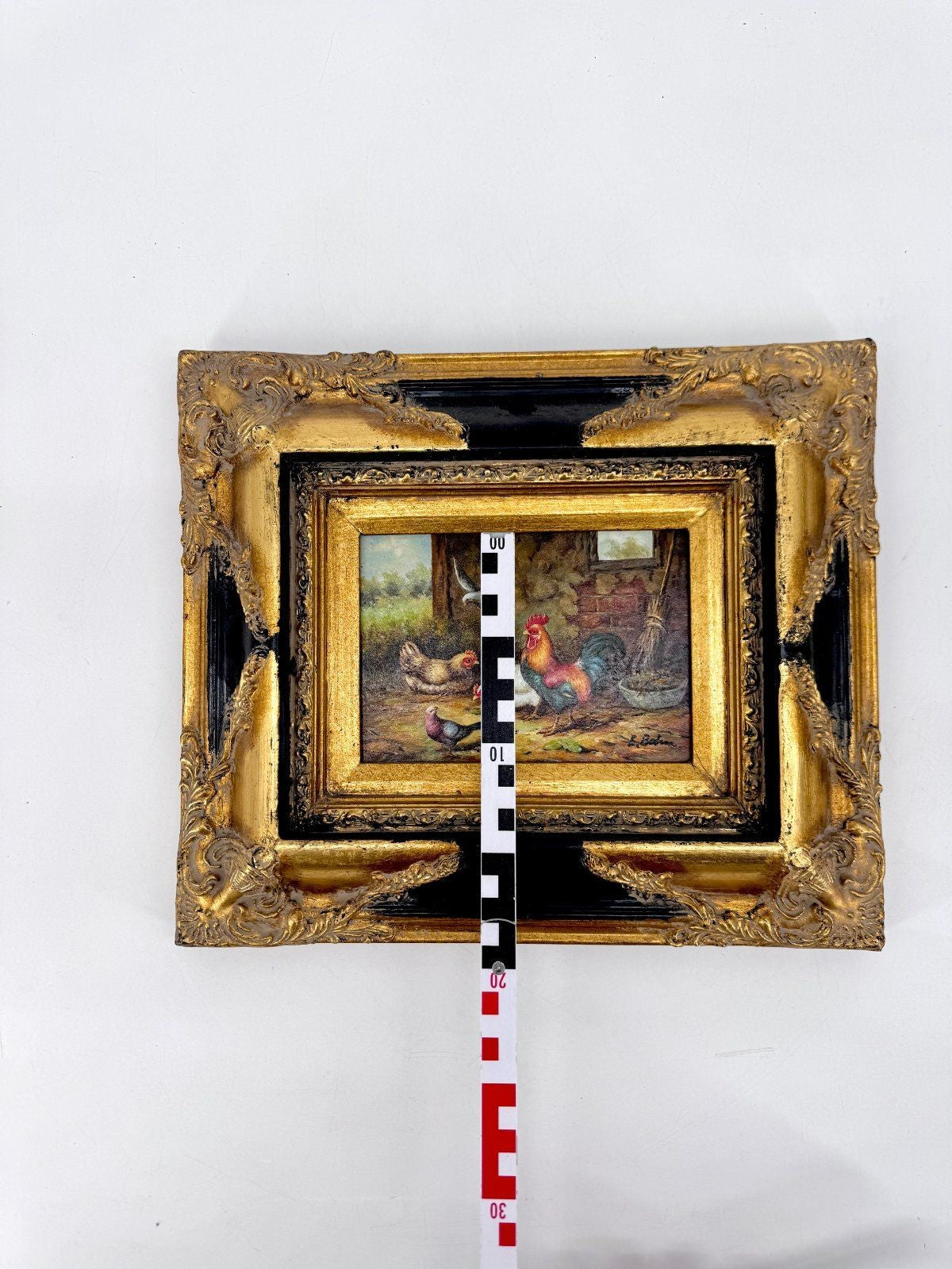 ÖLGEMÄLDE WANDBILD BILD HOLZ EDUARD BOEHM HÜHNERSTALL 19. JH