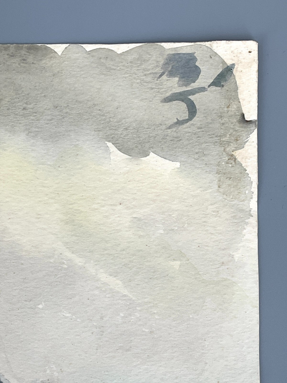 *GEMÄLDE TEICH MIT HÄUSER ZWEISEITIG BERG AQUARELL SIGNIERT PASTELLFARBE UNIKAT