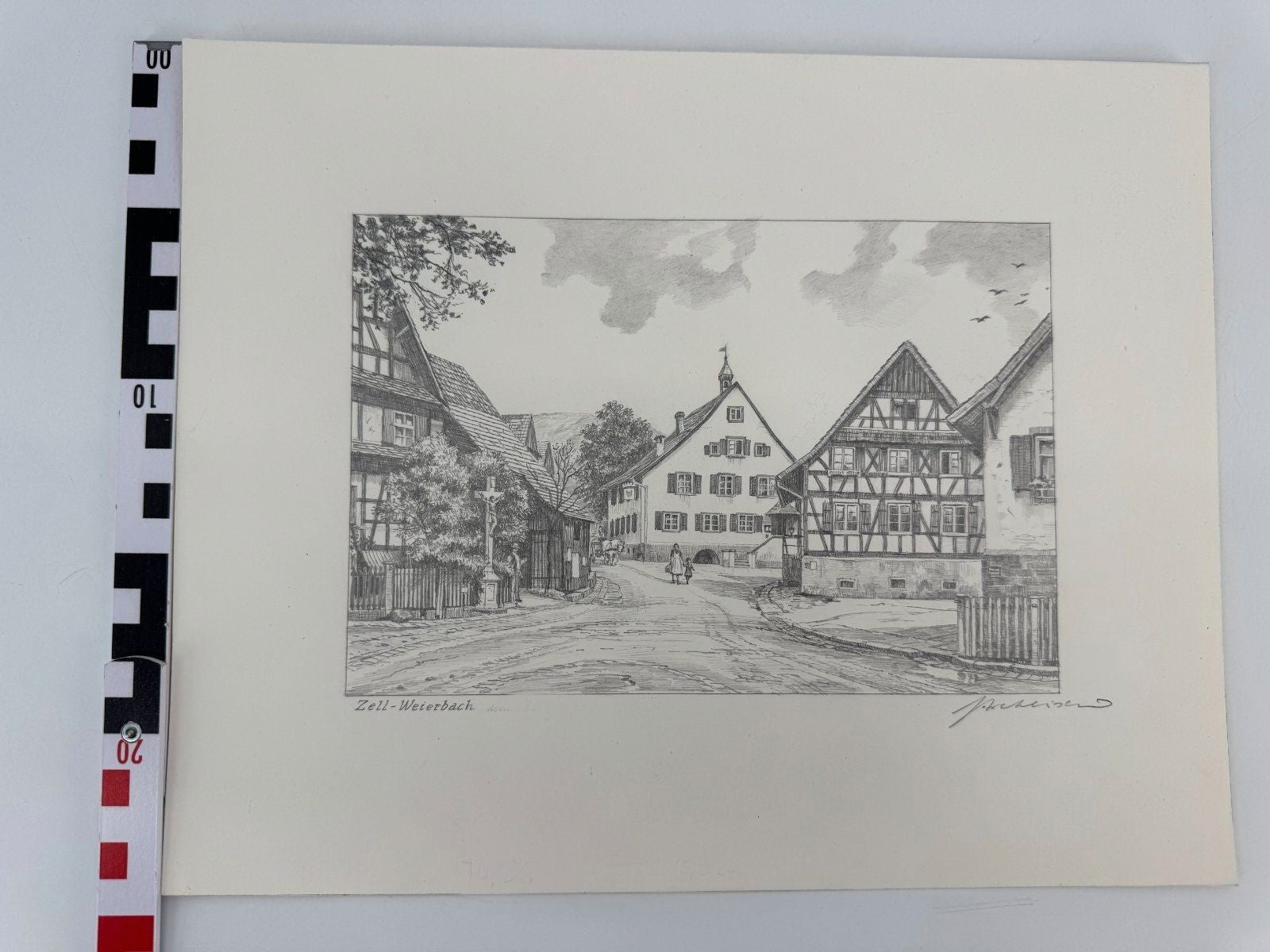 * HEINZ WEHLISCH ZEICHNUNG ZELL WEIERBACH UM 1915 SIGNIERT