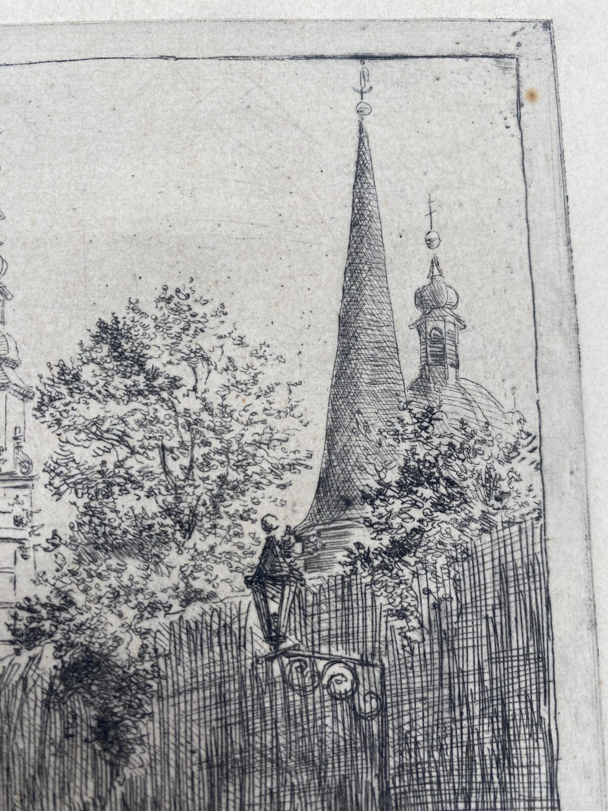 *RADIERUNG FULDA PAULUSTOR STADTTOR ORIGINAL ANTIK SIGNIERT
