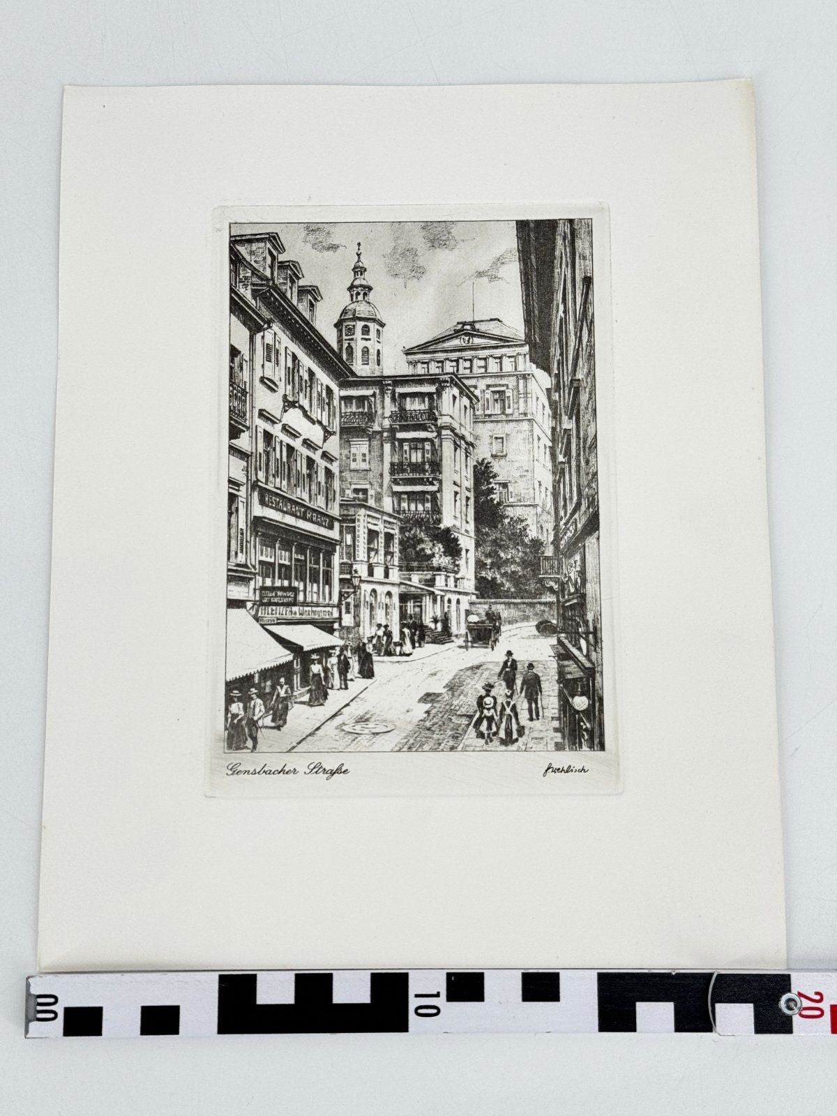 * HEINZ WEHLISCH RADIERUNG GENSBACHER STRAßE BADEN BADEN 1900 AN