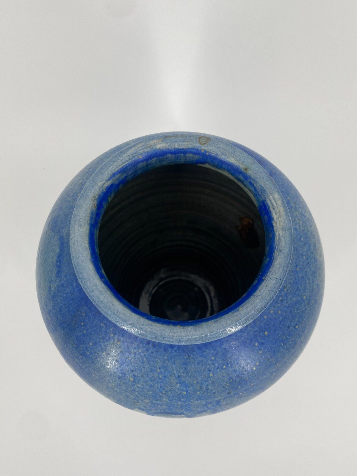 * STUDIOKERAMIK VASE BLAU LAUFGLASUR AQUARELL VINTAGE 21CM