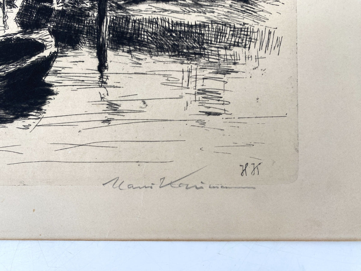 *RADIERUNG HANS KOHL STADTANSICHT KANAL BRÜCKE 91/100 HANDSIGNIERT ORIGINAL
