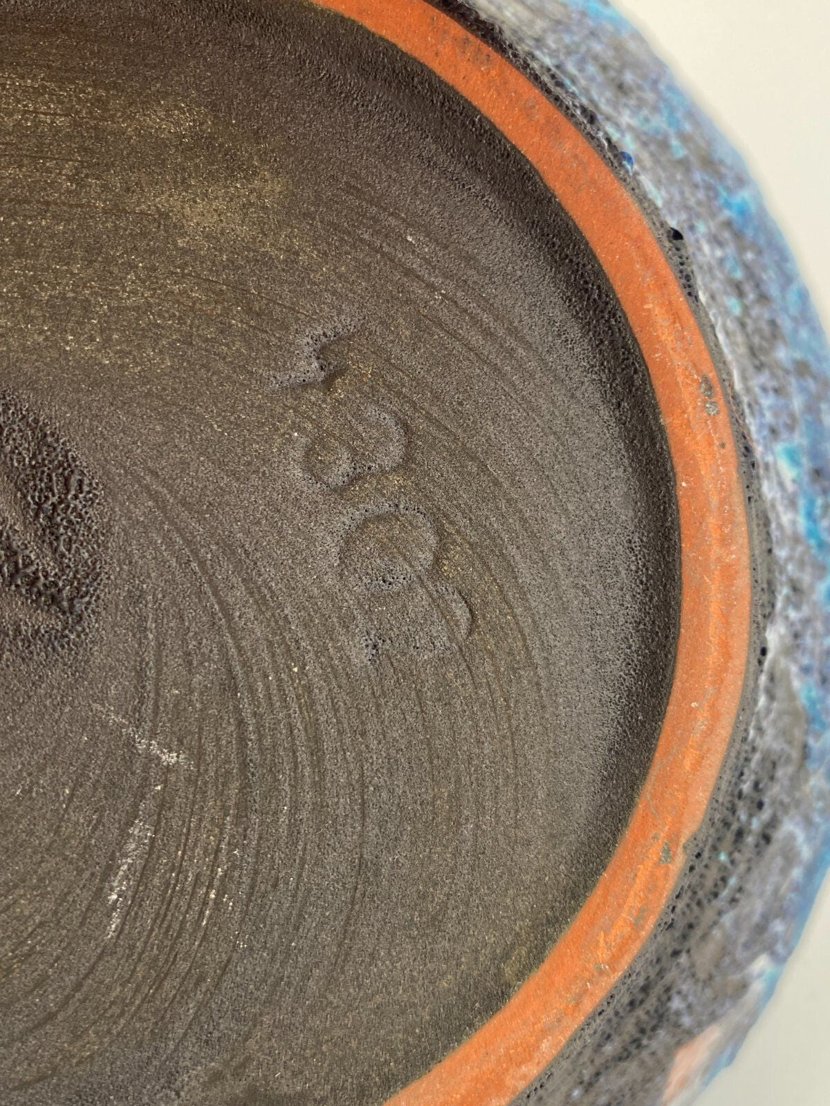 * MAREI STUDIOKERAMIK FAT LAVA VASE 4302 CAPRI DEKOR BLAU 70ER