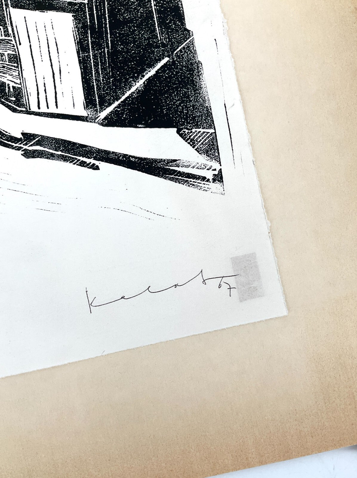 *LINOLSCHNITT WALTER KALOT HOLZKNECHTE 1967 ORIGINAL EXPRESSIONISMUS HOLZFÄLLER