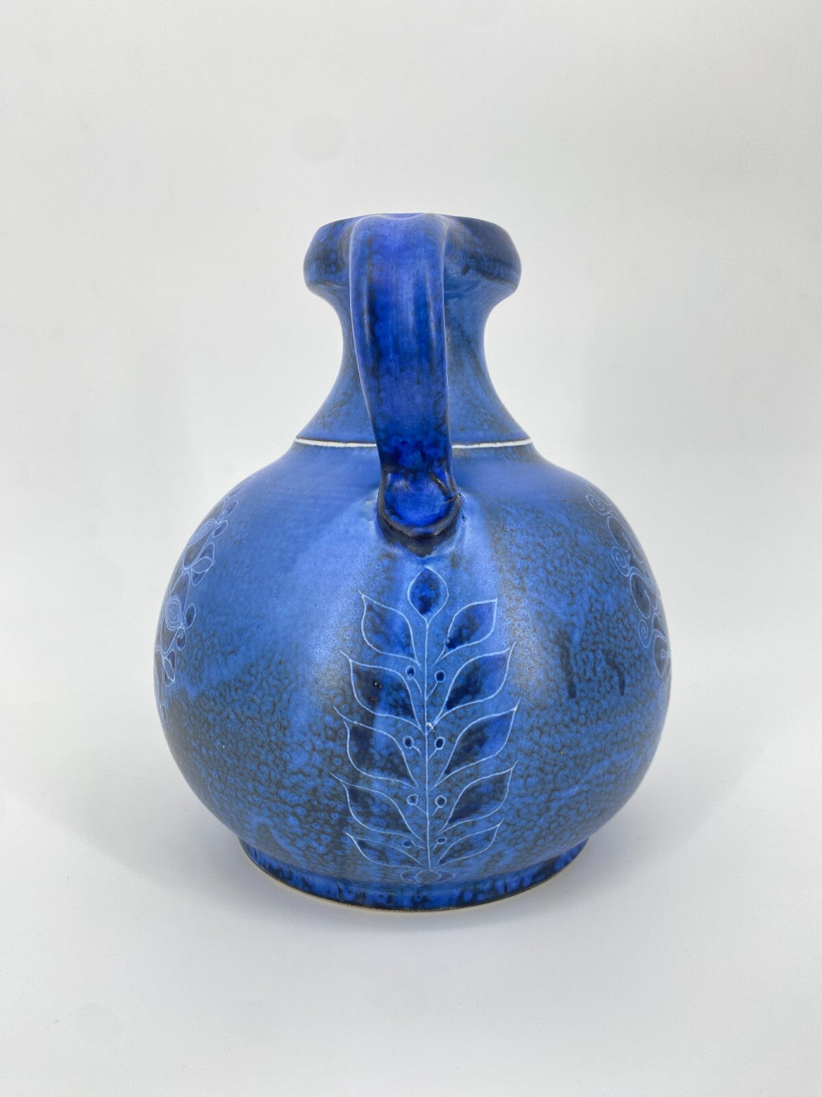 * THOMS HANDARBEIT STUDIO KERAMIK VASE BLAU AMPHORE SONNE MOND 60ER VINTAGE