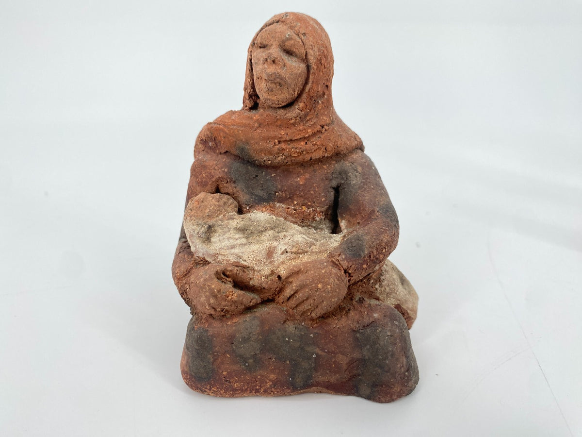 * 2 STK KERAMIK FIGUR STATUETTE ÄGYPTEN  TERRAKOTTA TON HANDARBEIT VINTAGE