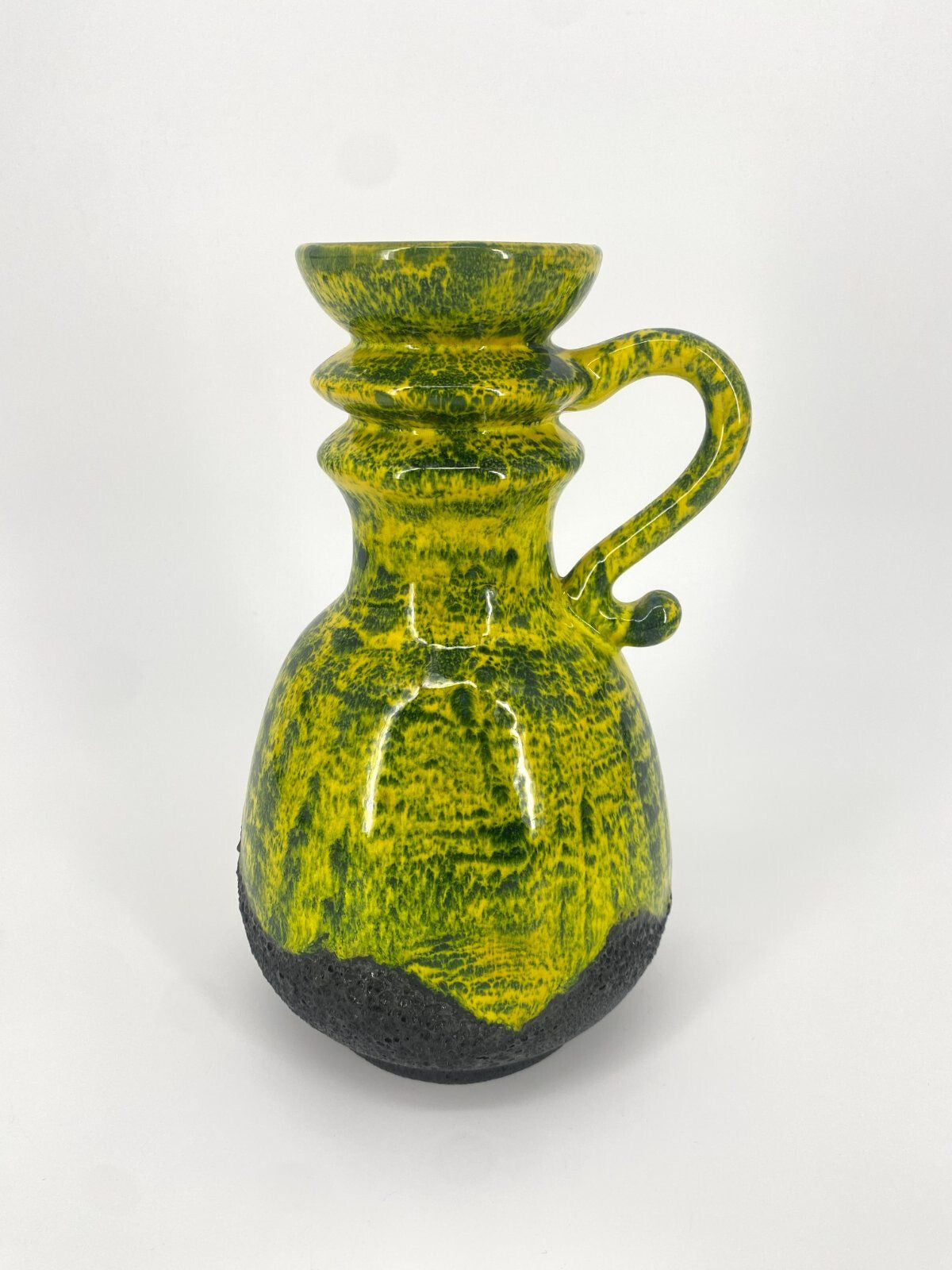 * STUDIOKERAMIK FAT LAVA KRUG VASE GRÜN SCHWARZ W.-GERMANY 70ER