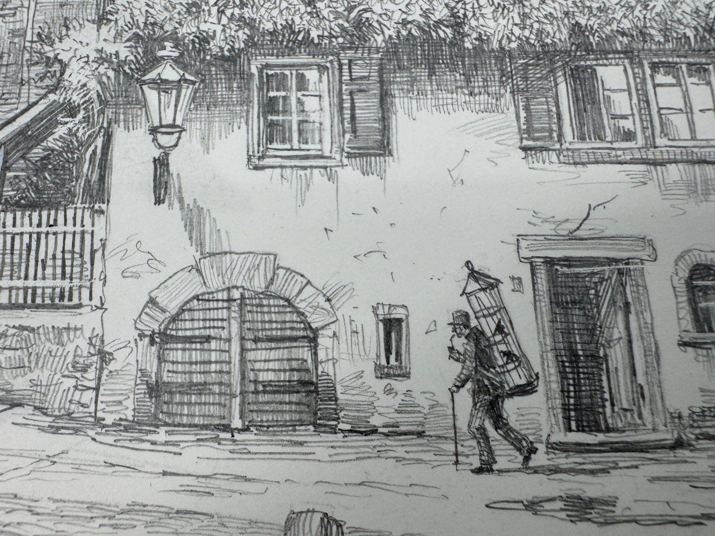 * HEINZ WEHLISCH ZEICHNUNG WEINHEIM UM 1880 ANSICHT SIGNIERT