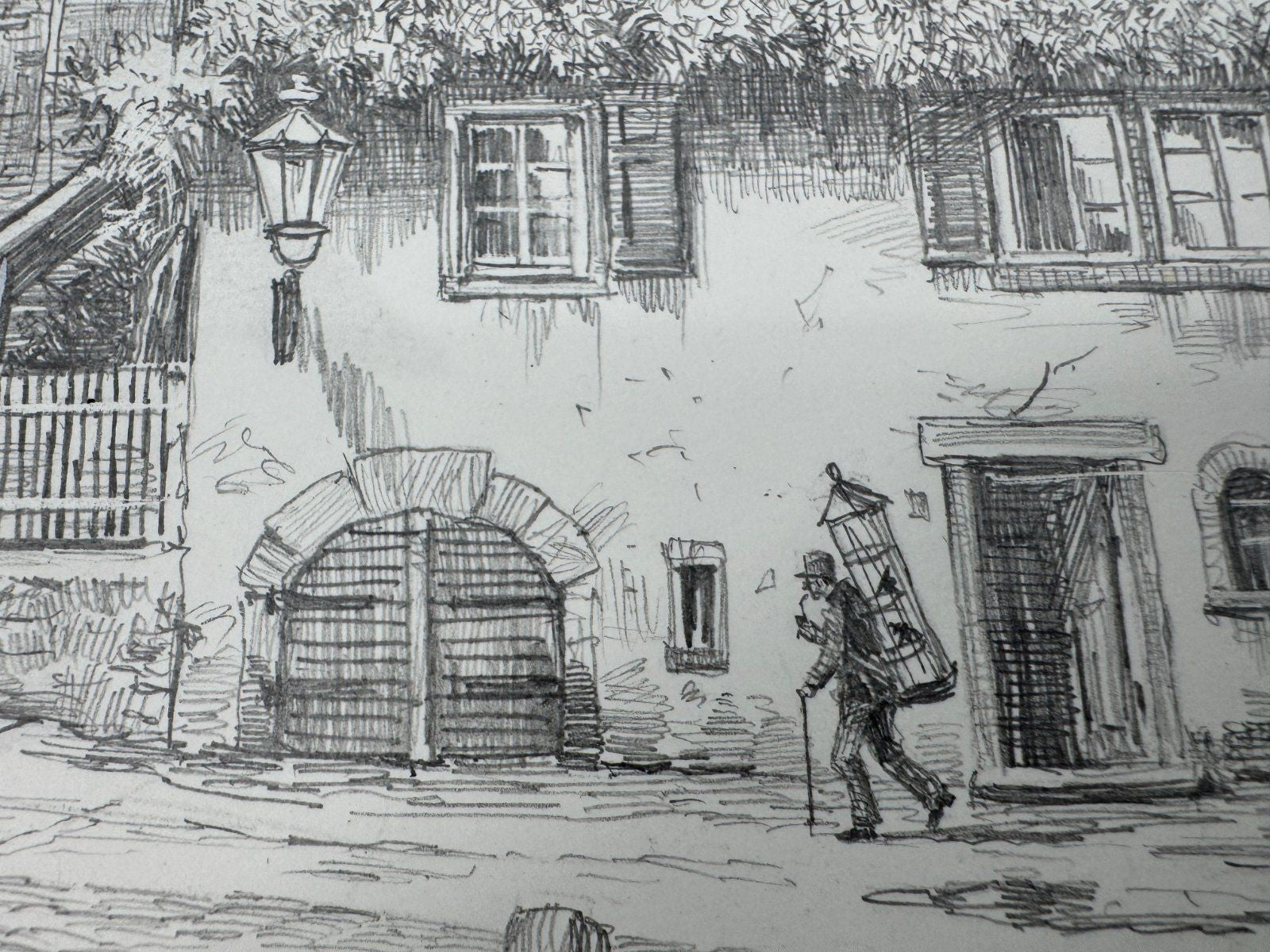 * HEINZ WEHLISCH ZEICHNUNG WEINHEIM UM 1880 ANSICHT SIGNIERT