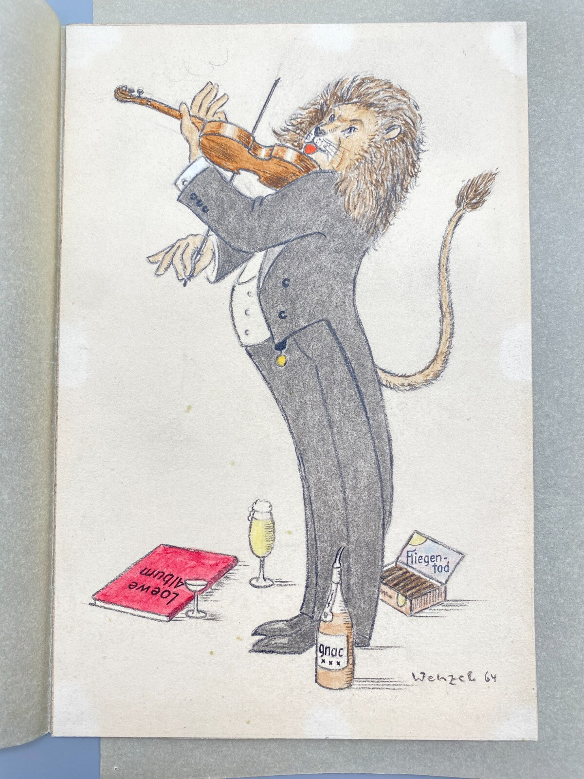 HANS DIETER BAUM NACHLASS ZEICHNUNG WENZEL HUMOR MUSIKER ZEICHNUNG KARIKATUR 60e
