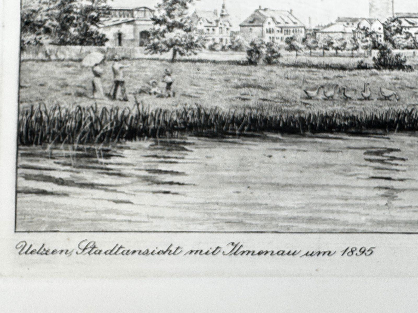* HEINZ WEHLISCH ORIGINAL RADIERUNG UELZEN ILMENAU UM 1895 ANSICH