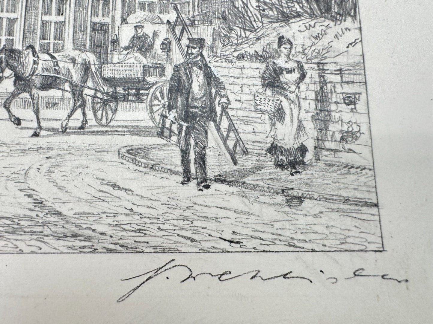 * HEINZ WEHLISCH ZEICHNUNG BURSCHEID UM 1900 ANSICHT SIGNIERT