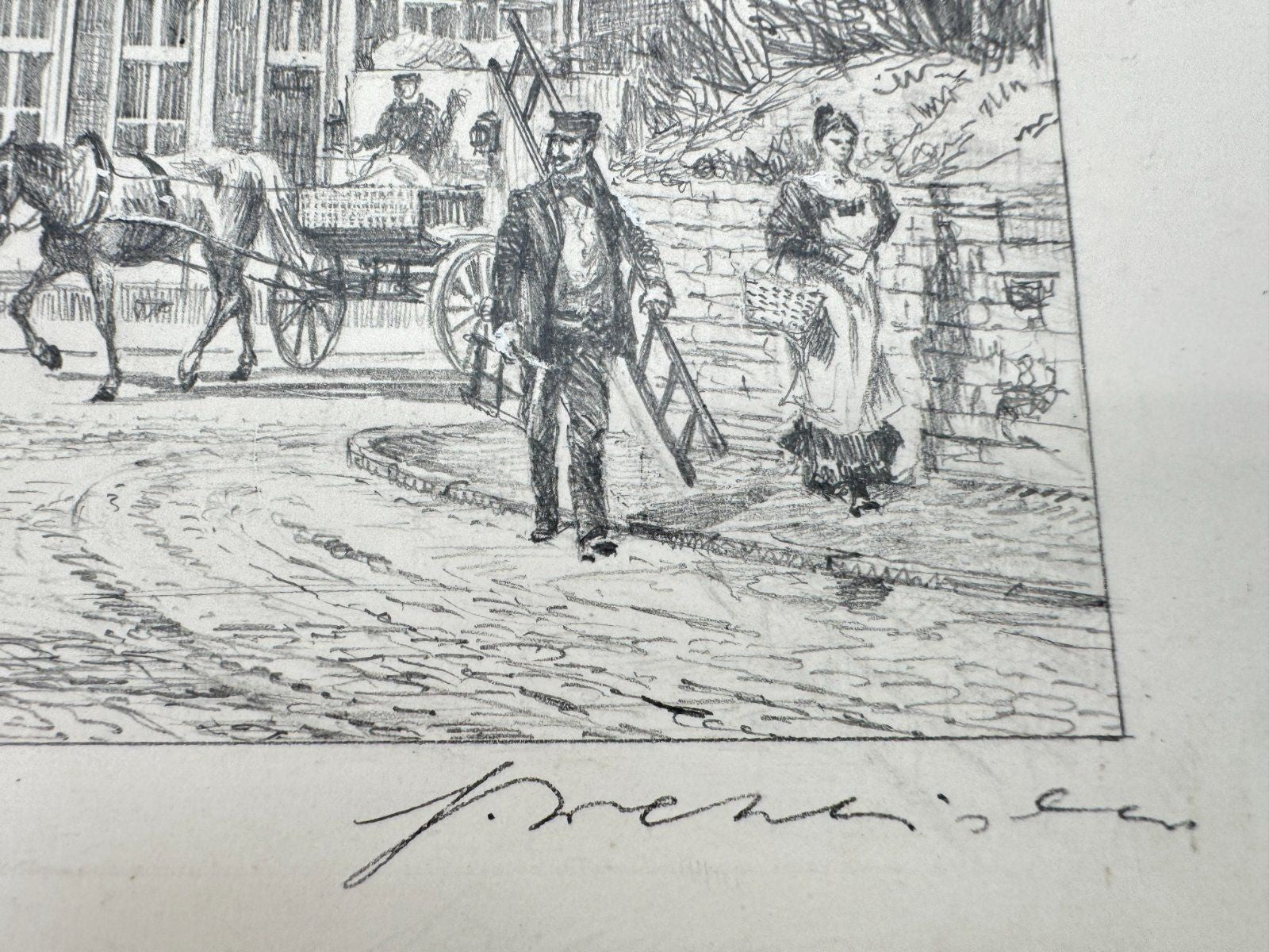 * HEINZ WEHLISCH ZEICHNUNG BURSCHEID UM 1900 ANSICHT SIGNIERT