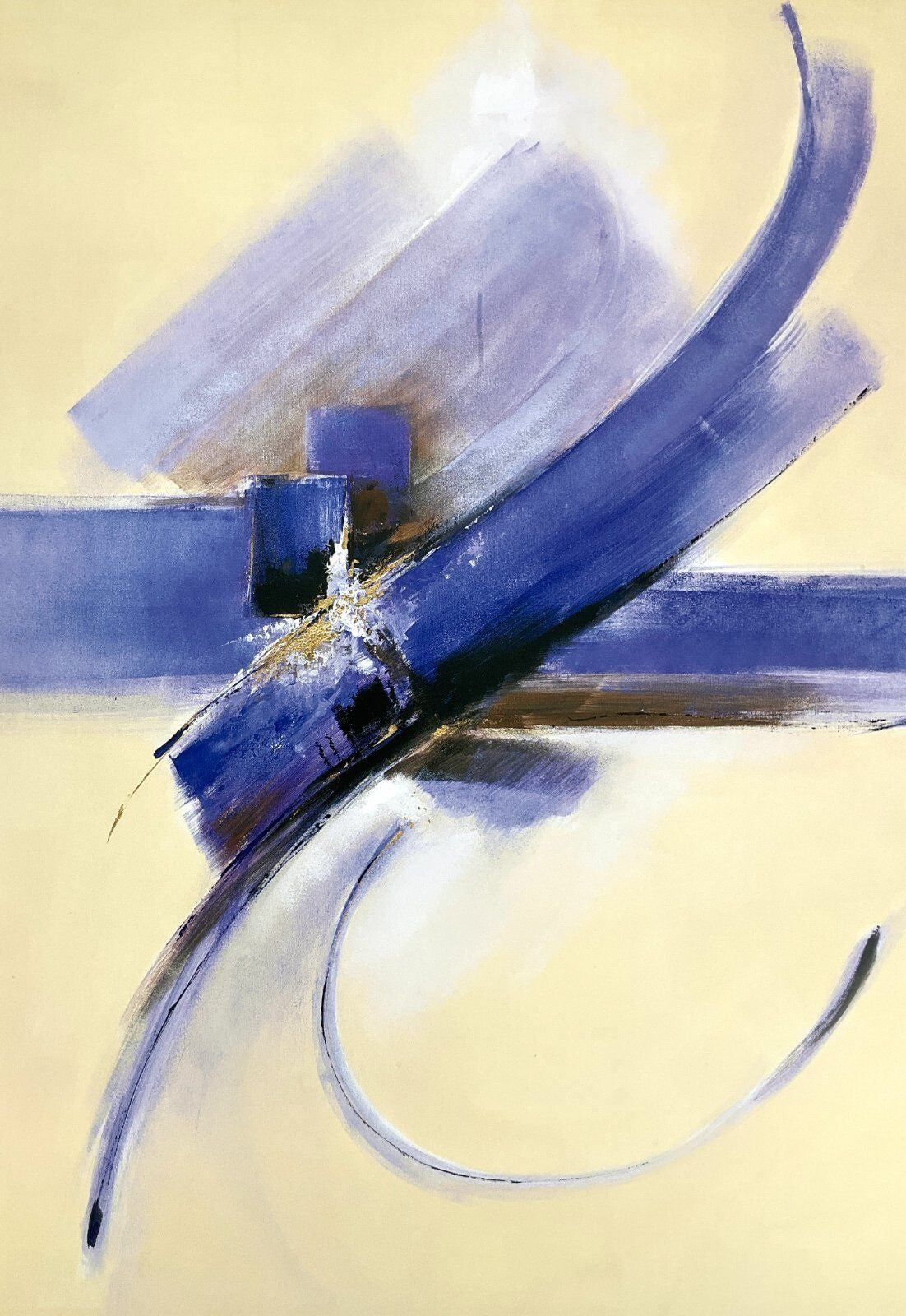 *KUNSTDRUCK GEORG SCHÄDEL KOMPOSITION IN BLAU HANDSIGNIERT NUMMER