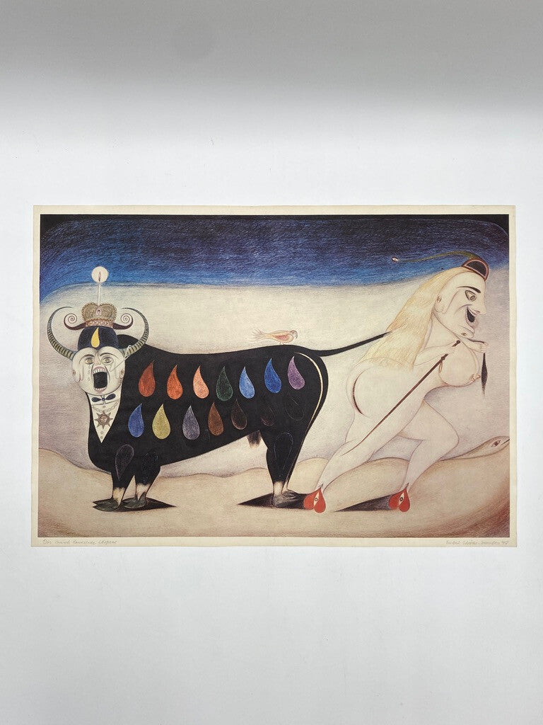 * FRIEDRICH SCHRÖDER SONNENSTERN KUNSTDRUCK DRUCK SURREALISMUS 1958 50ER VINTAGE