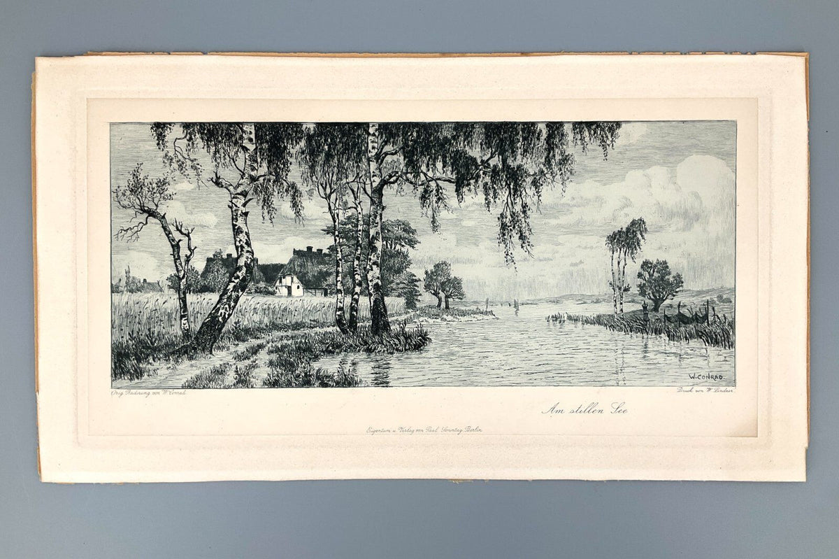 *RADIERUNG W. CONRAD AM STILLEN SEE LANDSCHAFT BERLIN P. SONNTAG