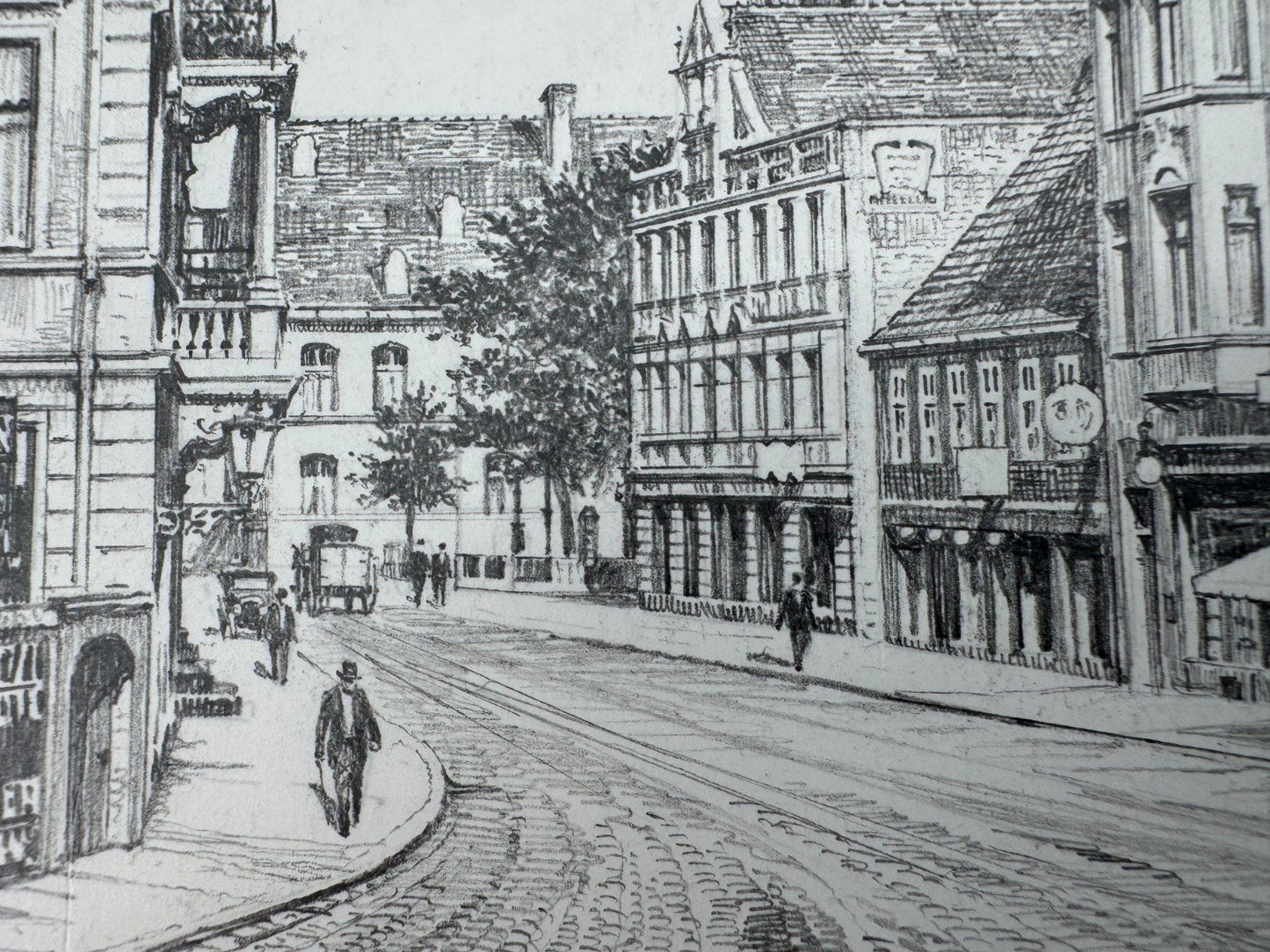 * HEINZ WEHLISCH ZEICHNUNG LIPPSTADT LANGESTRAßE ANSICHT SIGNIERT