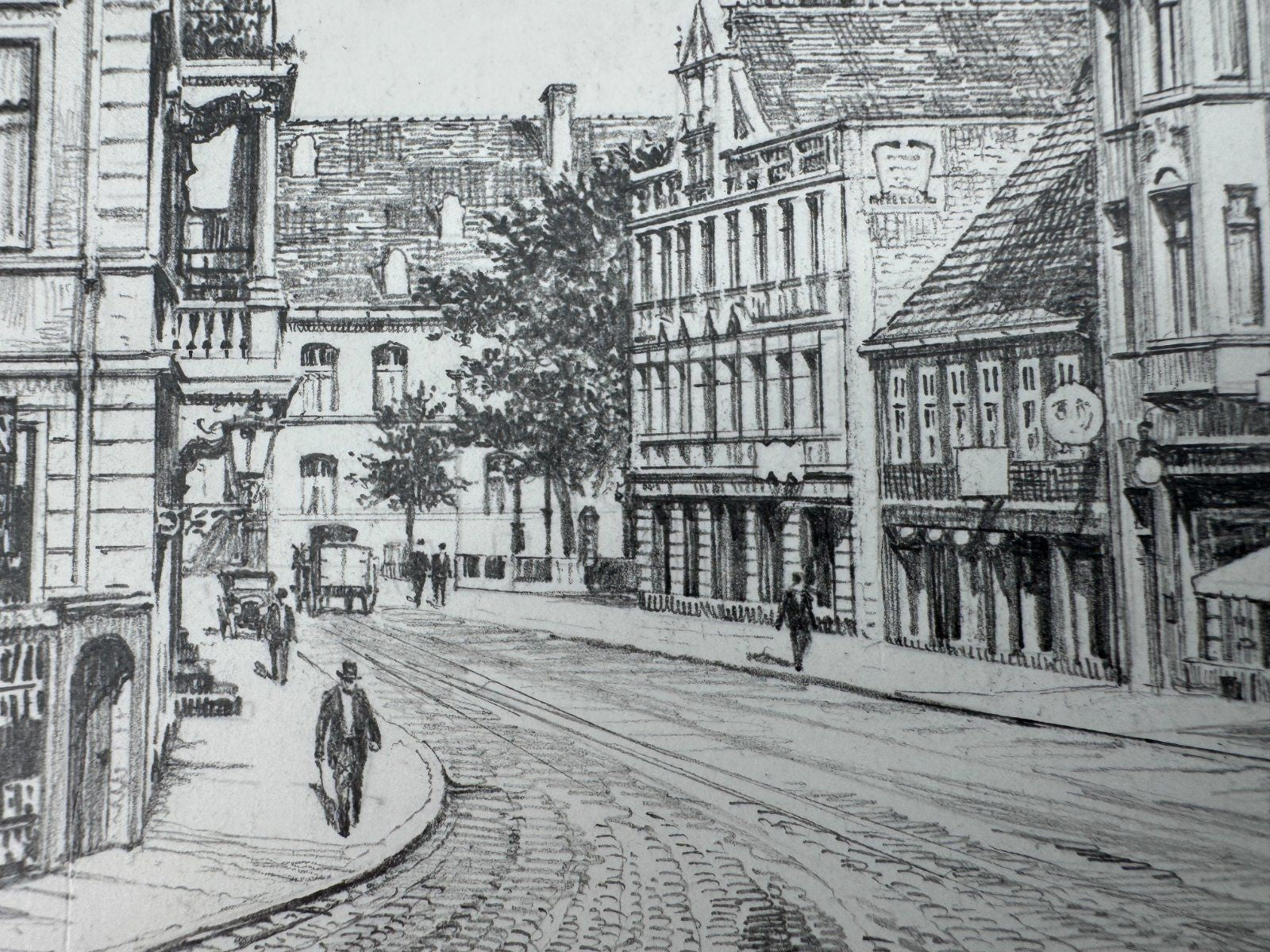 * HEINZ WEHLISCH ZEICHNUNG LIPPSTADT LANGESTRAßE ANSICHT SIGNIERT
