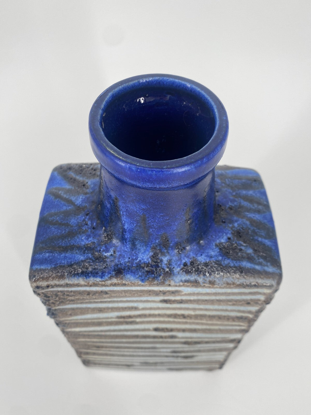 * SCHEURICH FAT LAVA VASE BLAU MID CENTURY 70ER STUDIOKERAMIK 30CM