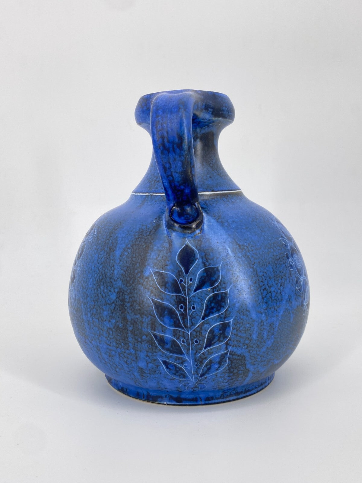 * THOMS HANDARBEIT STUDIO KERAMIK VASE BLAU AMPHORE SONNE MOND 60ER VINTAGE